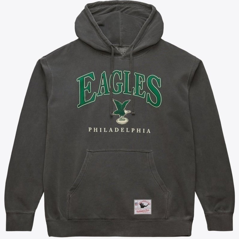 Philadelphia Eagles Mens Medium Mitchell & Ness Throwback Logo Hoodie Sweatshirt